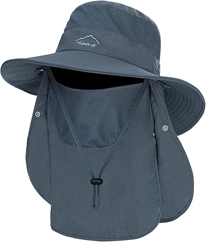 Sombrero de pesca para hombre, sombrero de sol 3 en 1, sombrero de verano de ala ancha, sombrero de safari Boonie con solapa para el cuello