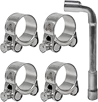 Vista 1 de CUKAYO Paquete de 4 abrazaderas de manguera con perno en T, abrazadera intercooler de entrada turbo ajustable de acero inoxidable 304 de 1.142-1.220