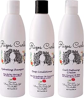 Rizos Curls Hydrating Shampoo, Deep Conditioner & Curl Defining Cream for Hair Products - Intense Treatment & Nourishment for Wavy and Curly Hair (Hair Care Set)