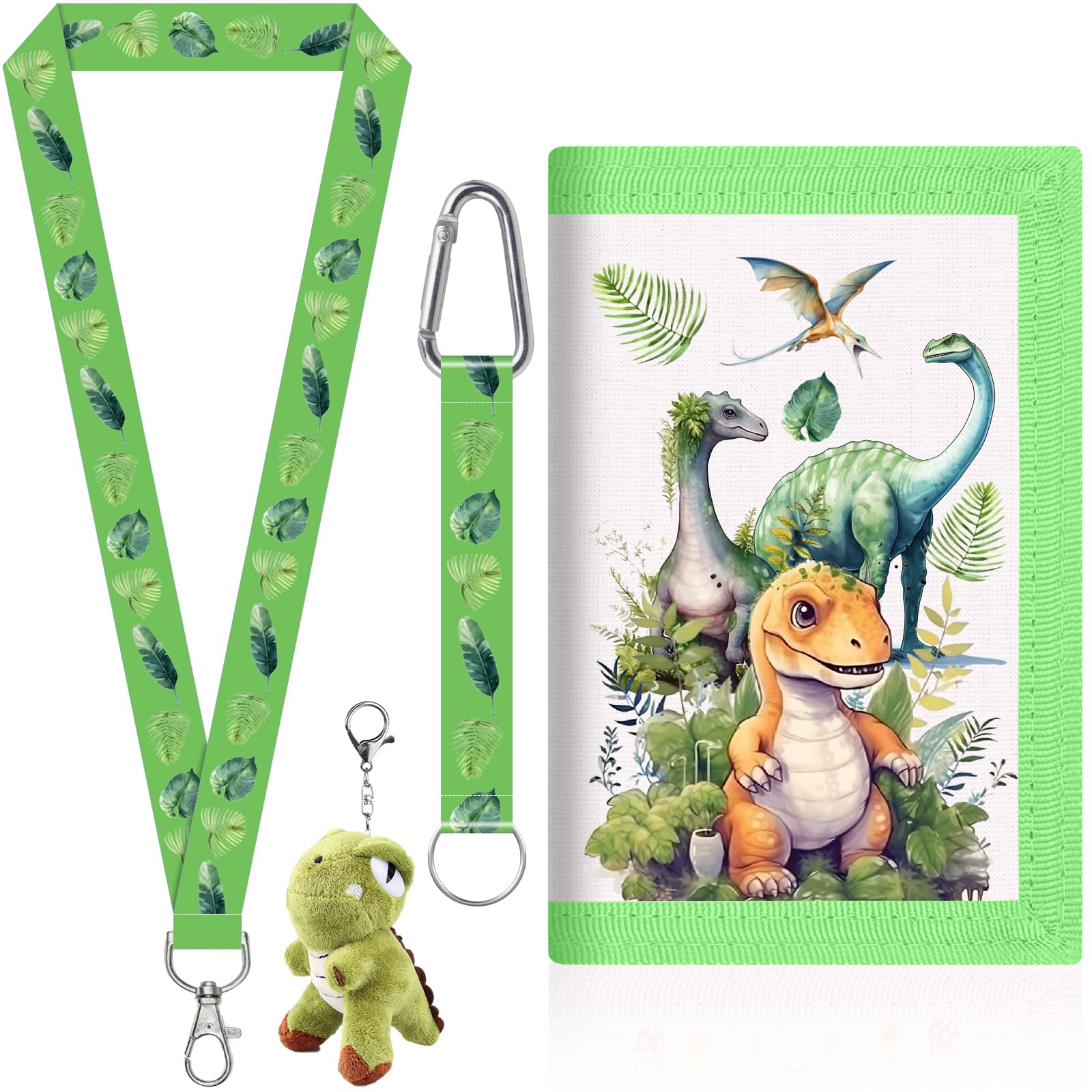 Kinder Kinderportemonnee - Hipster muntvak voor Kinderen 4-12 jaar - Draagbare Pasjeshouder met bankbiljettenvak - Ideaal voor Uitjes, Reizen en Vakantie - Stoer Cadeau voor Jongens (Dinosaurus