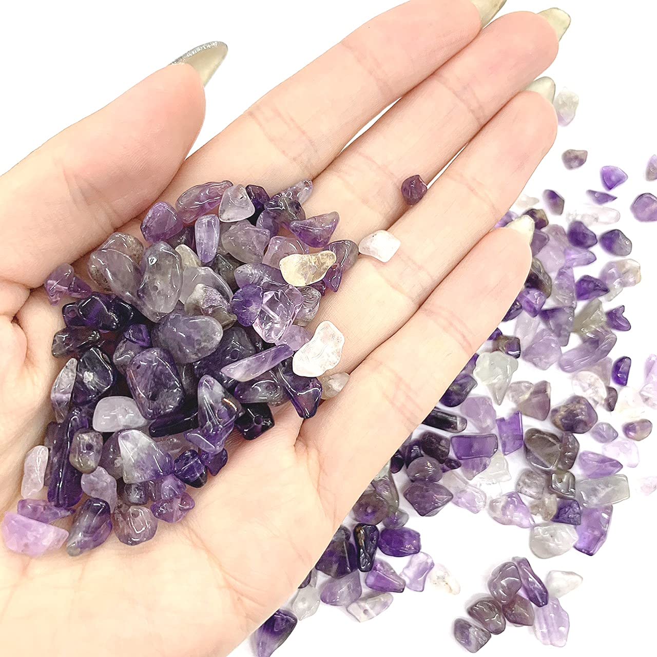 Amazon.co.jp: 20g 穴あき アメジスト さざれ石 天然石 パワーストーン