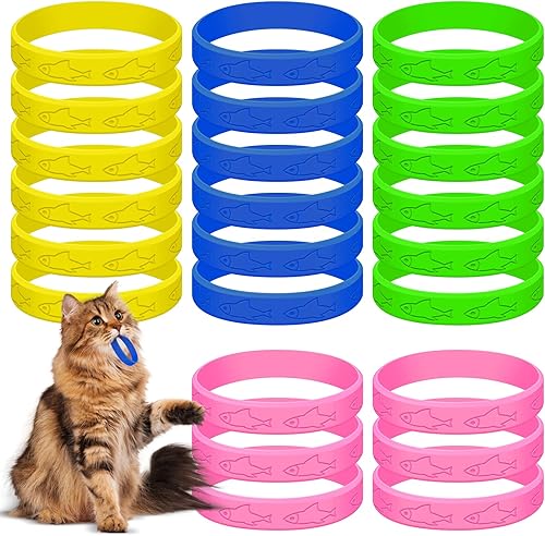 Miniatura 8 de Juguetes para gatos, 24 unidades, juguete de goma para masticar, juguetes interactivos para gatos para matar el tiempo, pulseras coloridas bandas