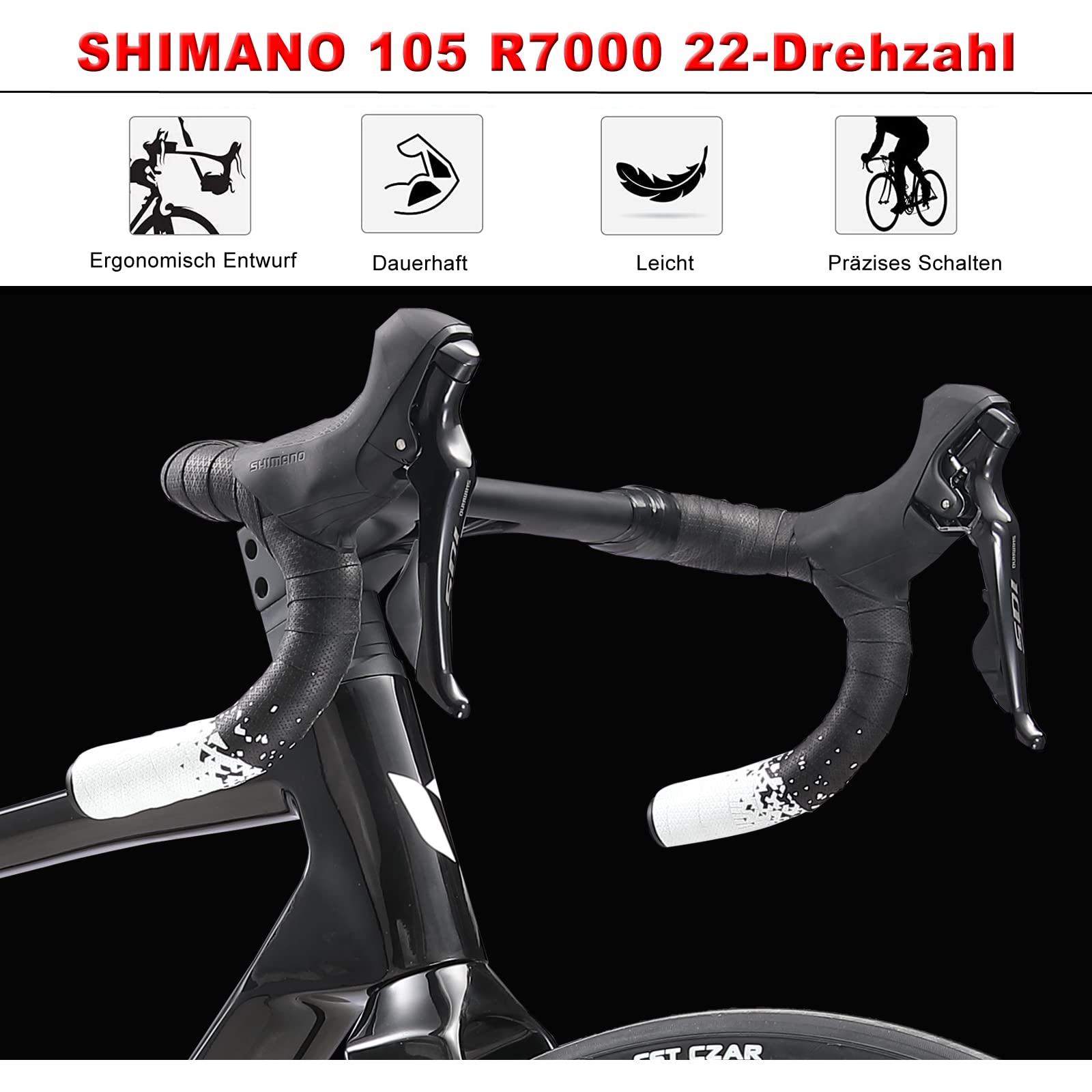 Rennrad Gravel Bike 28 Zoll mit Carbon Rahmen und Gabel, Shimano 22-Gang Scheibenbremse, Carbon Lenker und Sattelstütze für Herren und Damen