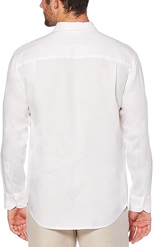 Miniatura 2 de Cubavera Cubavera - Camisa de manga larga para hombre 100% lino con detalle de pintuck, ajuste relajado, cuello extendido