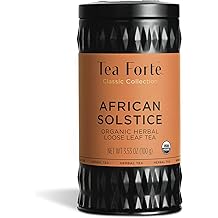 Tea Forte African Solstice Premium Loose Leaf Caffeine-Free Herbal Tea Blend Canister, Makes 35-50 Cups, Round Canister