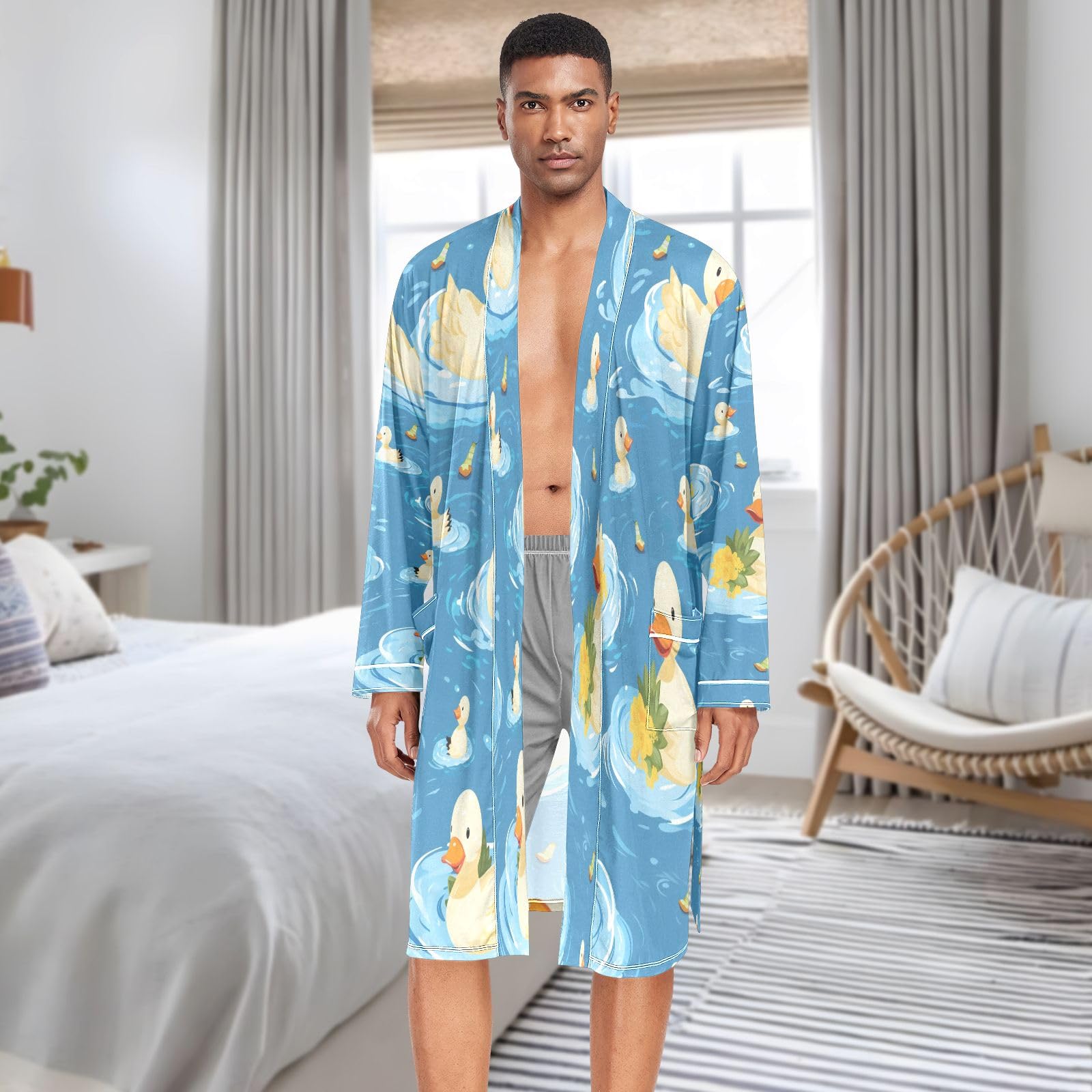 Albornoz ligero para hombre, bata de baño para spa, natación, pato