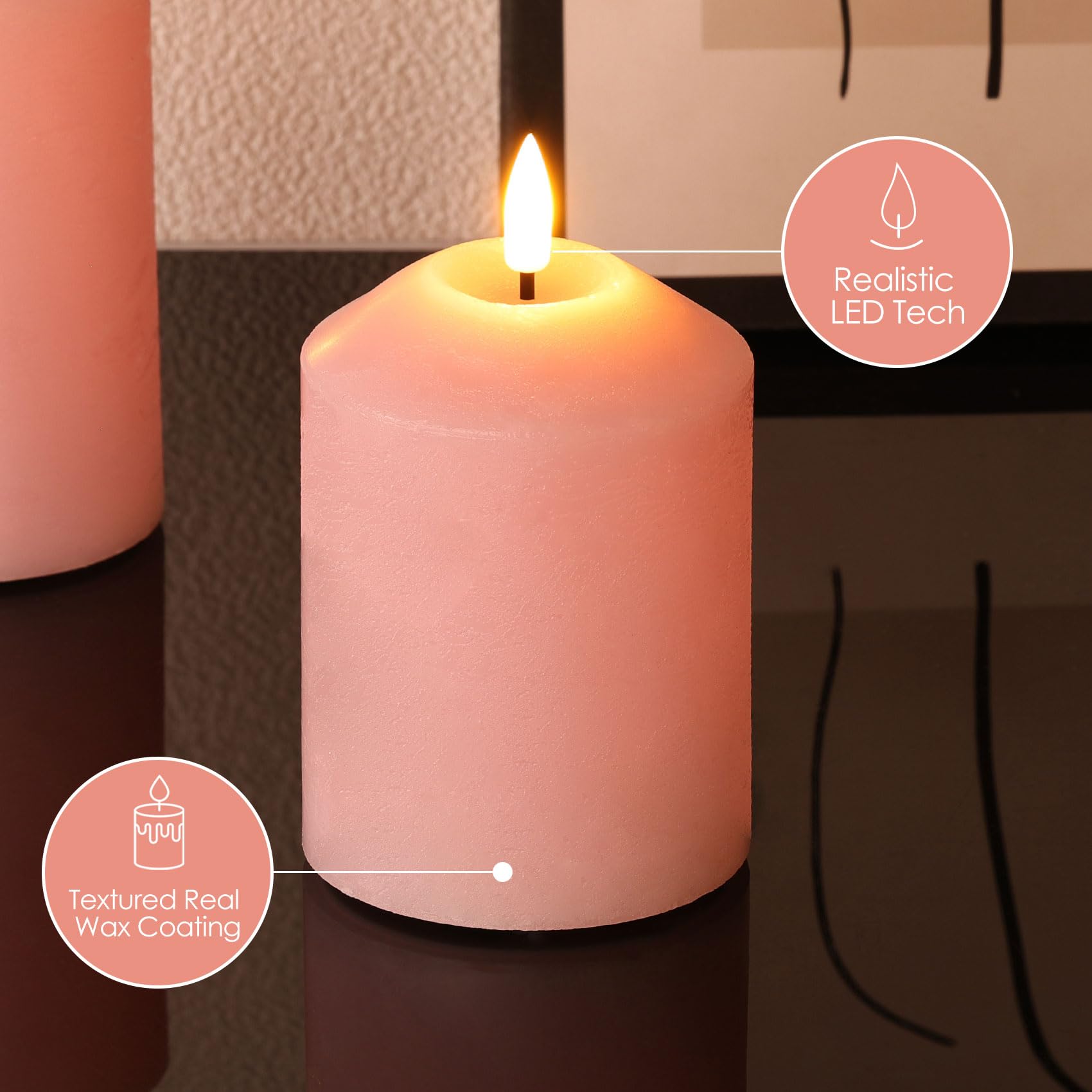 Luminicious Candele LED blu fiamma tremolante | Candela elettrica a batteria in vera cera con sfarfallio realistico. Fiamma mobile con 2 telecomandi e timer | Decorazione per la casa