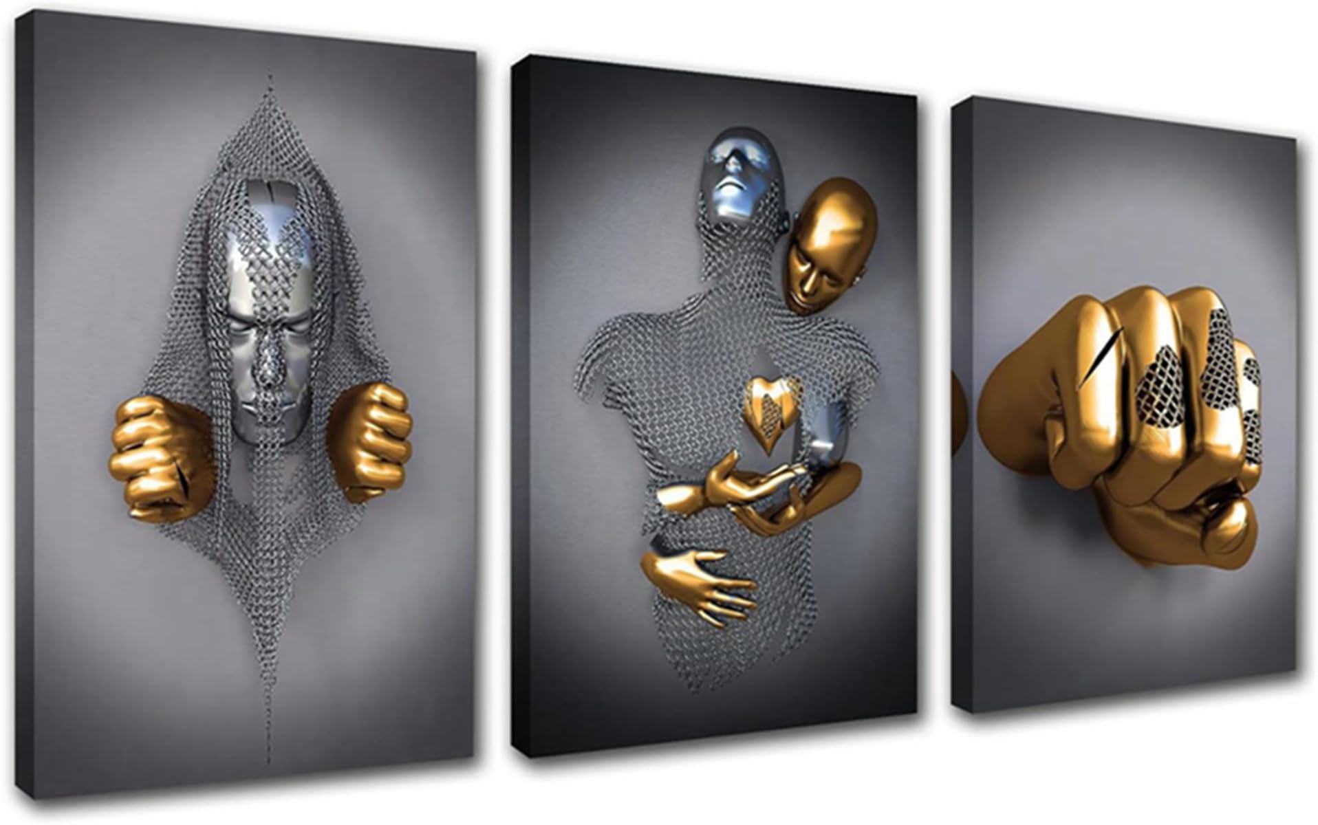 JNAOZI 3D Metal Figure Statue Canvas Painting Lovers Sculpture Poster Abstract Poster African Woman Canvas Picture Poster Frameless (Poster 02