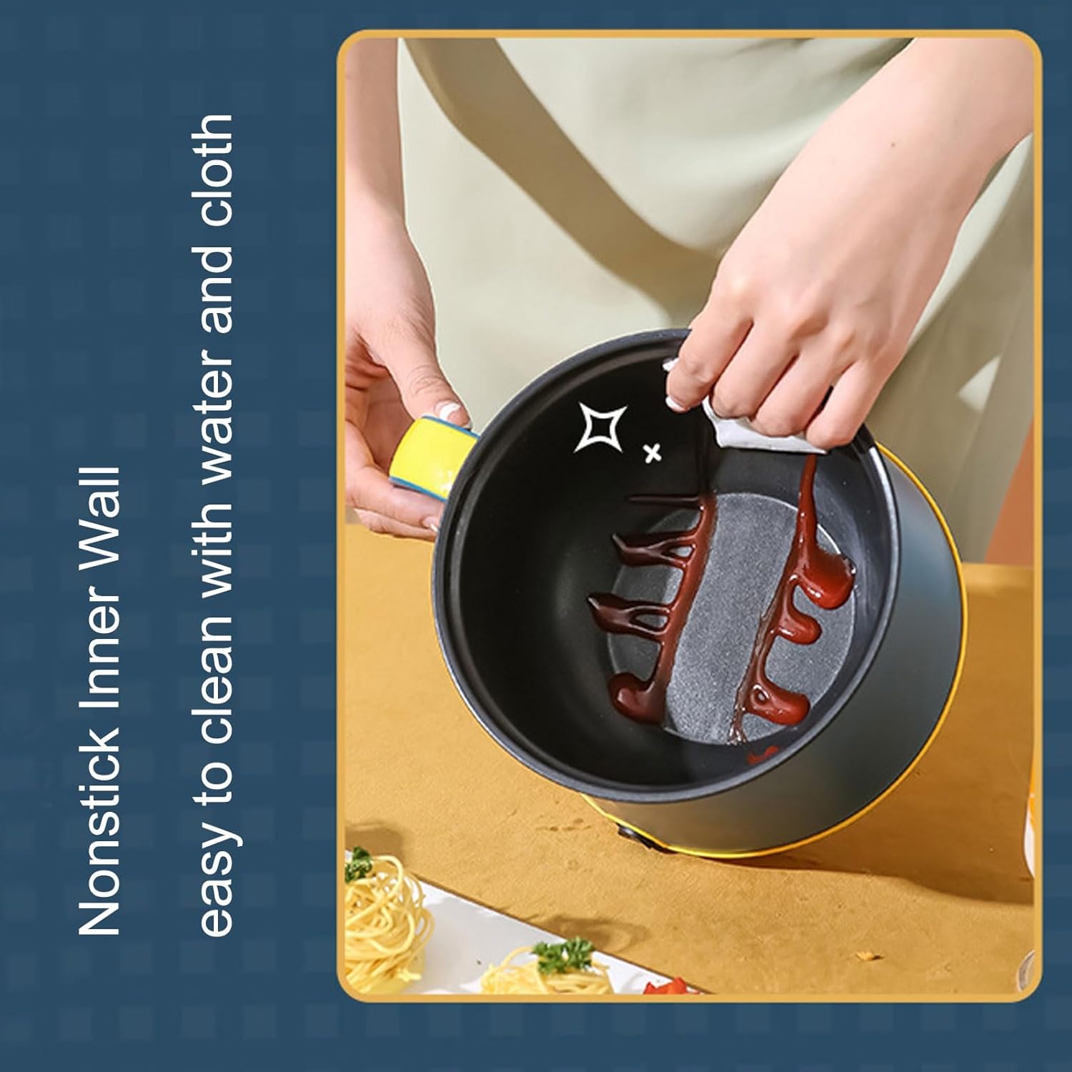 Electric Mini Hot Pot, 1.8L 600W Non Stick 2 Levels Adjustable Stainless Steel Electric Pot Electric Cooker Rapid Noodles Cooker