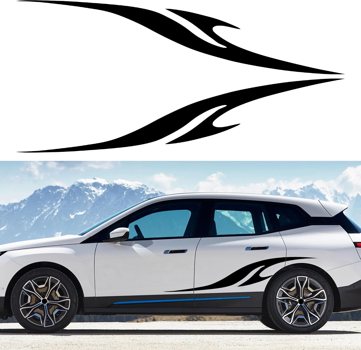 Amazon.com: TOMALL 2Pcs 63'' Flame Graphics Stickers Car Body Side ...