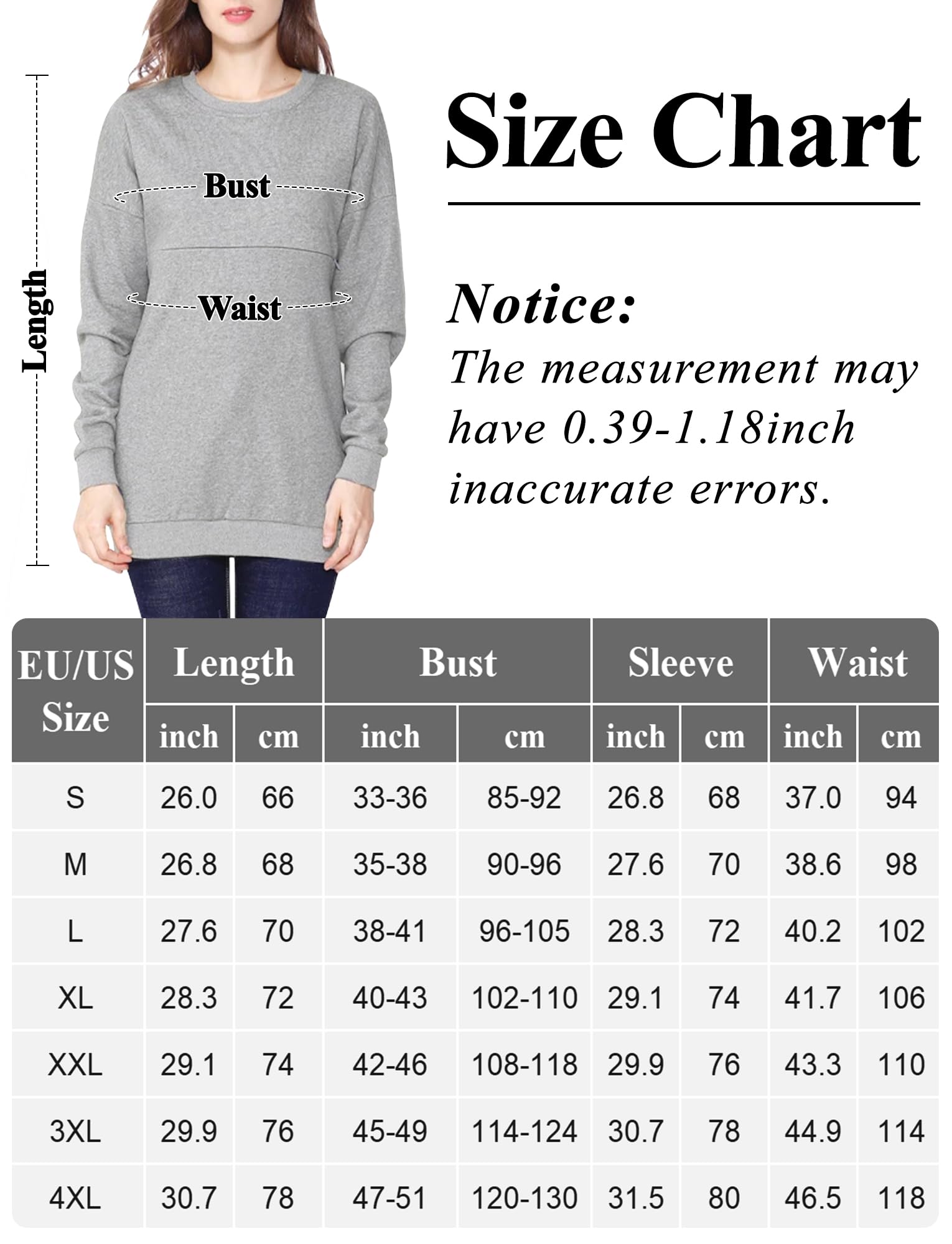 FEOYA Incinta Allattamento Felpa Donna Manica Lunga Allattamento Camicia Abbigliamento da Allattamento Invernale Caldo da Donna