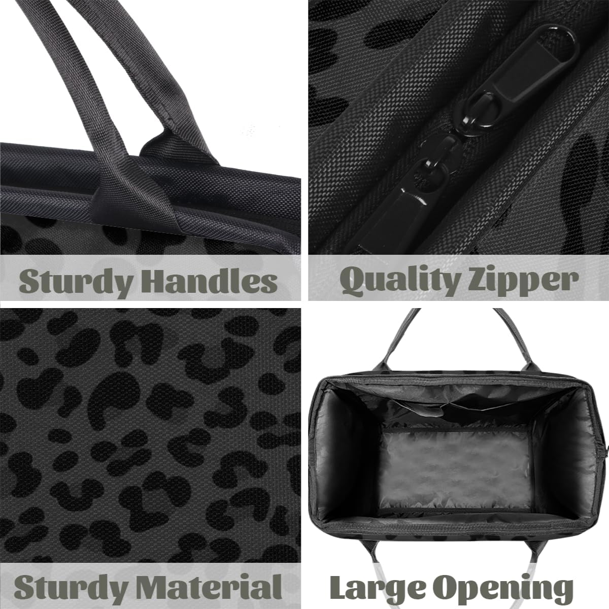 Black Leopard Art Small Overnight Weekender Tote Bag for Women Men Foldable Travel Duffel Bags Lightweight Sports Gym Bag Waterproof Carry On Luggage Weekender Bag for Traveling Gifts - Image 5