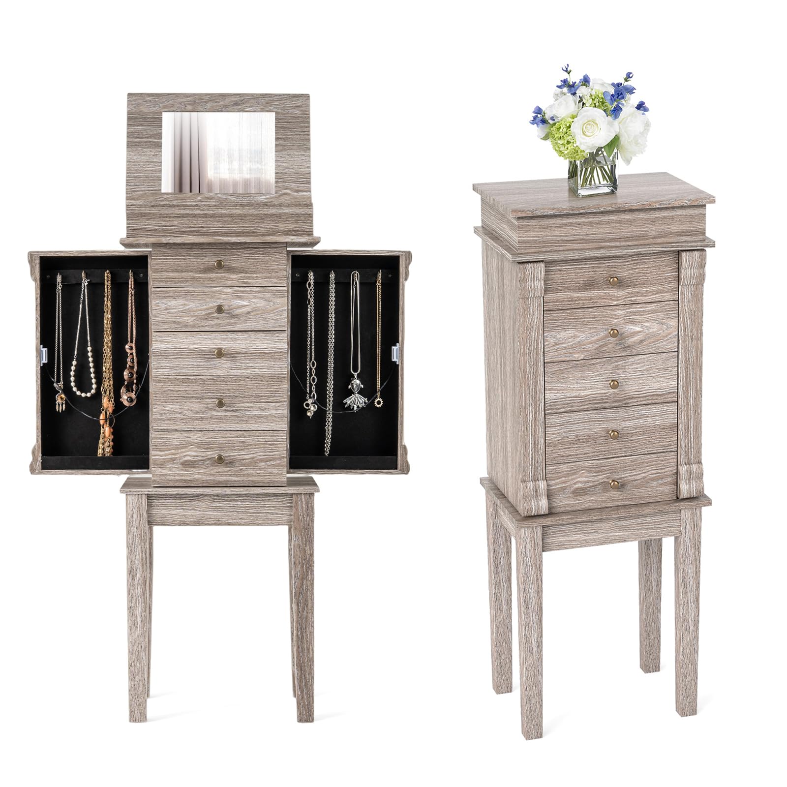 COSTWAY Standing Jewelry Armoire Cabinet