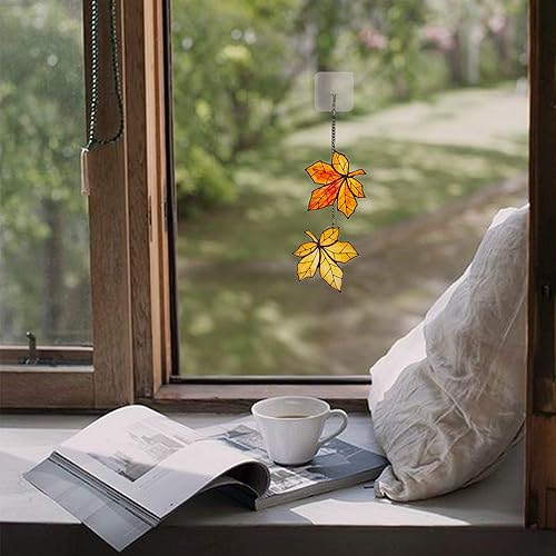 Miniatura 4 de Atrapasoles de hojas de arce para ventana, vitral, decoración del hogar, decoración de hojas de otoño, regalos para mujeres..