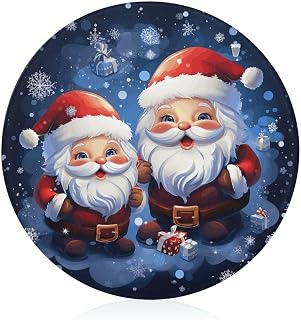 Super Cute Santa Claus Tempered Glass Cutting Boards for Kitchen | Round Cutting Board for Kitchen Counter Protector, Clear Countertop Tray, Scratch Resistant, Heat Resistant