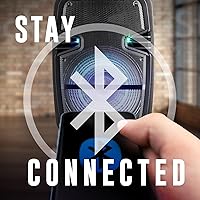 Vista 6 de QFX PBX-616SM - Altavoz recargable Bluetooth de 15 pulgadas con luces LED, micrófono y soporte, color negro