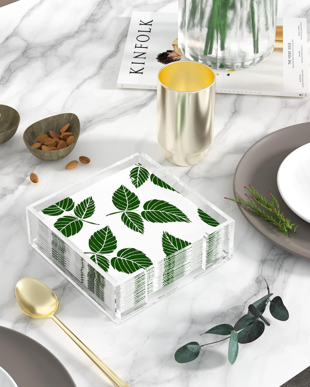 MaxGear Acrylic Napkin Holder for Table, Clear Guest Towel Holder, Beverage Buffet Paper Napkin Caddy for Bar, Party, Dinner, Kitchen & Dining Room, Bathroom, Perfect for 5.5 x 5.5 inches Napkins - Image 6