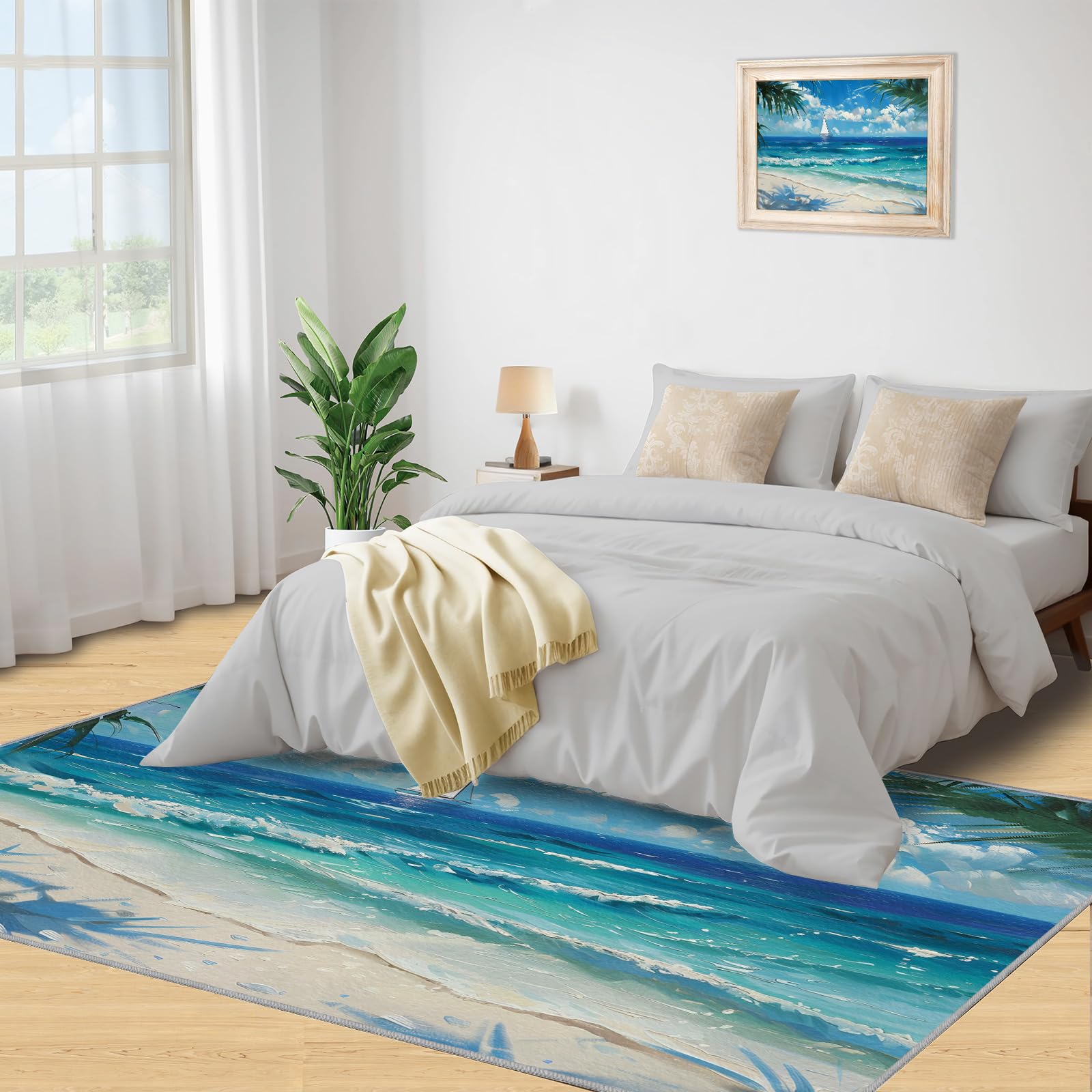Amazon.com: Ocean Area Rug with Seascape Design - 7x10 Washable