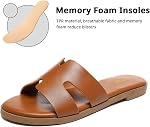 Women's Flat Sandals Fashion Ladies Slide Sandals Comfortable Slip On Leather Slippers for Casual Dressy Summer