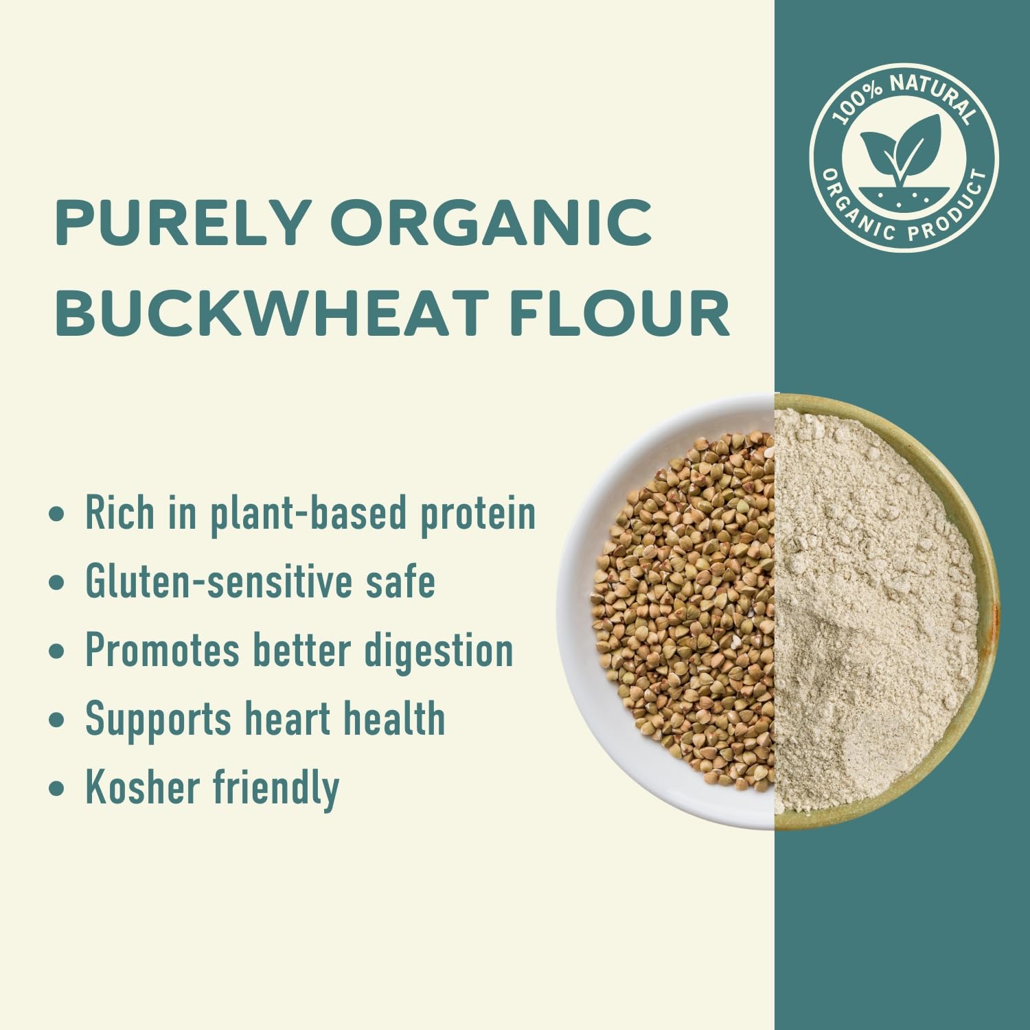 Fairhaven Mill Organic Whole Grain Buckwheat Flour - Naturally Gluten-Free and Non-GMO - High Protein and Fiber - Ideal for Pancakes, Muffins, Baking and Cooking - USA Grown and Milled - 2 lbs Bag - Image 5