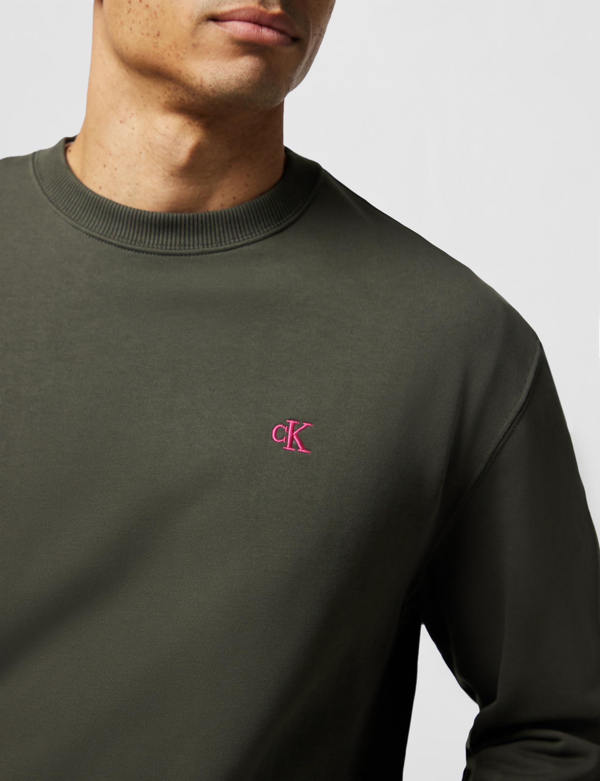Calvin Klein Uomo Felpa Terry Monogram Relaxed Fit, Marrone (Beluga), M