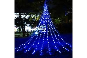11.5ft 317 LED Christmas Decorations Outdoor Lights, Star Christmas Tree Lights Blue