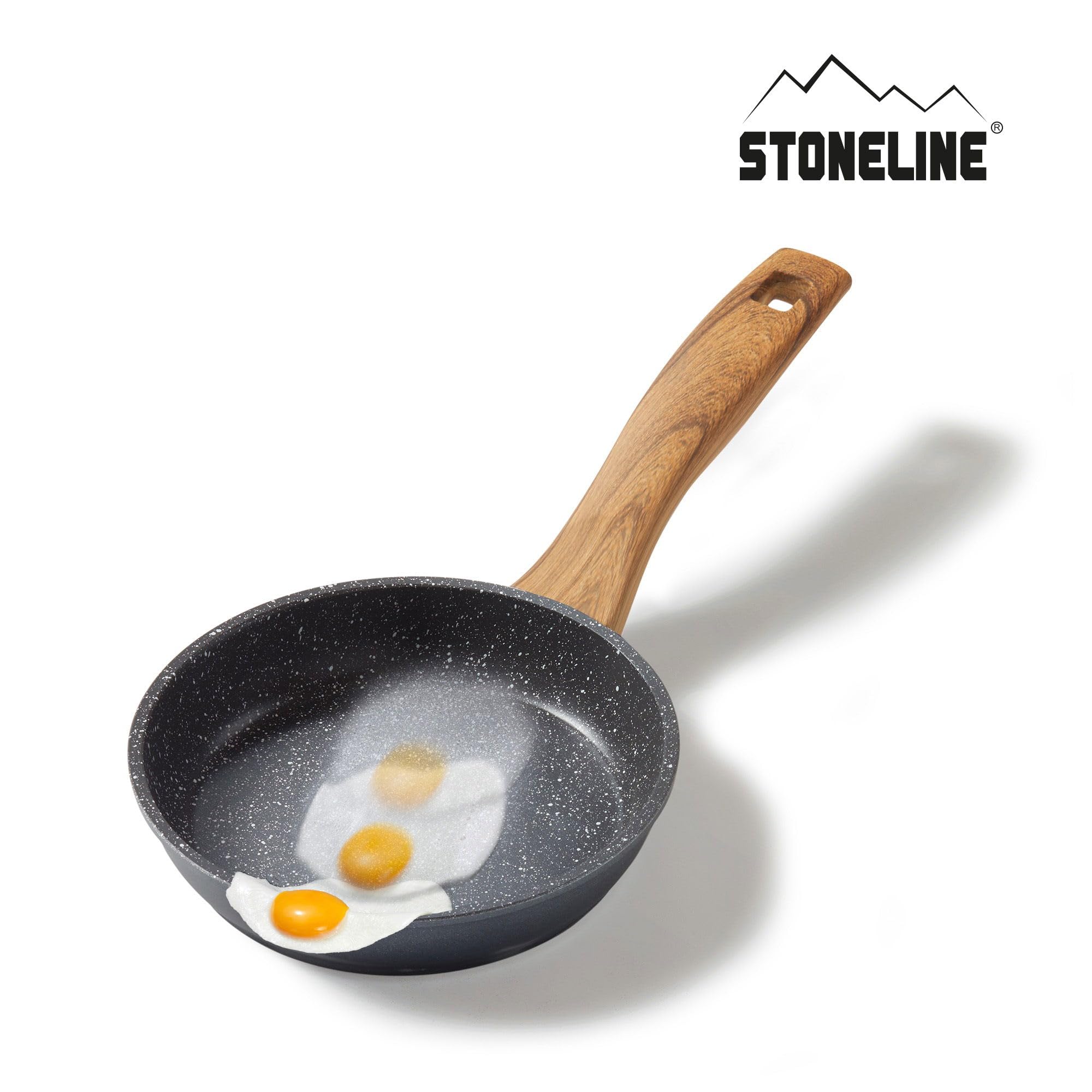STONELINE “Back to Nature” - Padella antiaderente con vere particelle di pietra, 16 cm, adatta a tutti i piani cottura inclusi quelli ad induzione, cottura senza grassi
