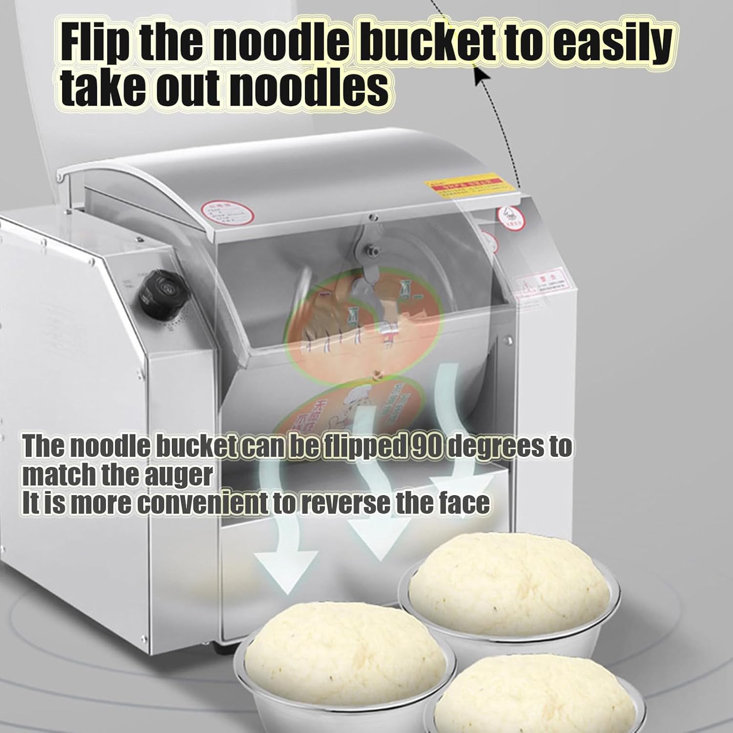 Stainless Steel Dough Blenders, Countertop Dough Kneading Machine with Flip Clockwise & Counterclockwise, Kitchen Dining Tools, Compact Design