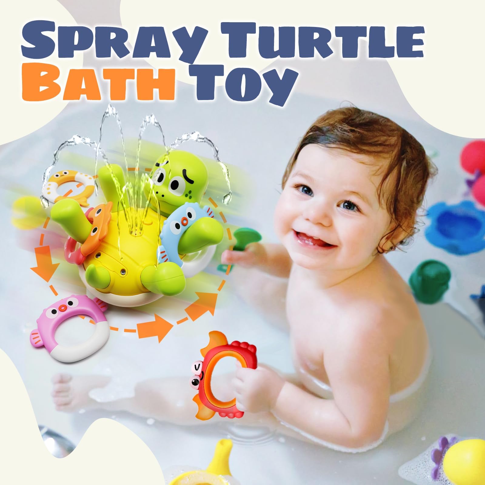 Pool Tots PADONISE Pack Bath Toys For Toddlers 1-3, Cute