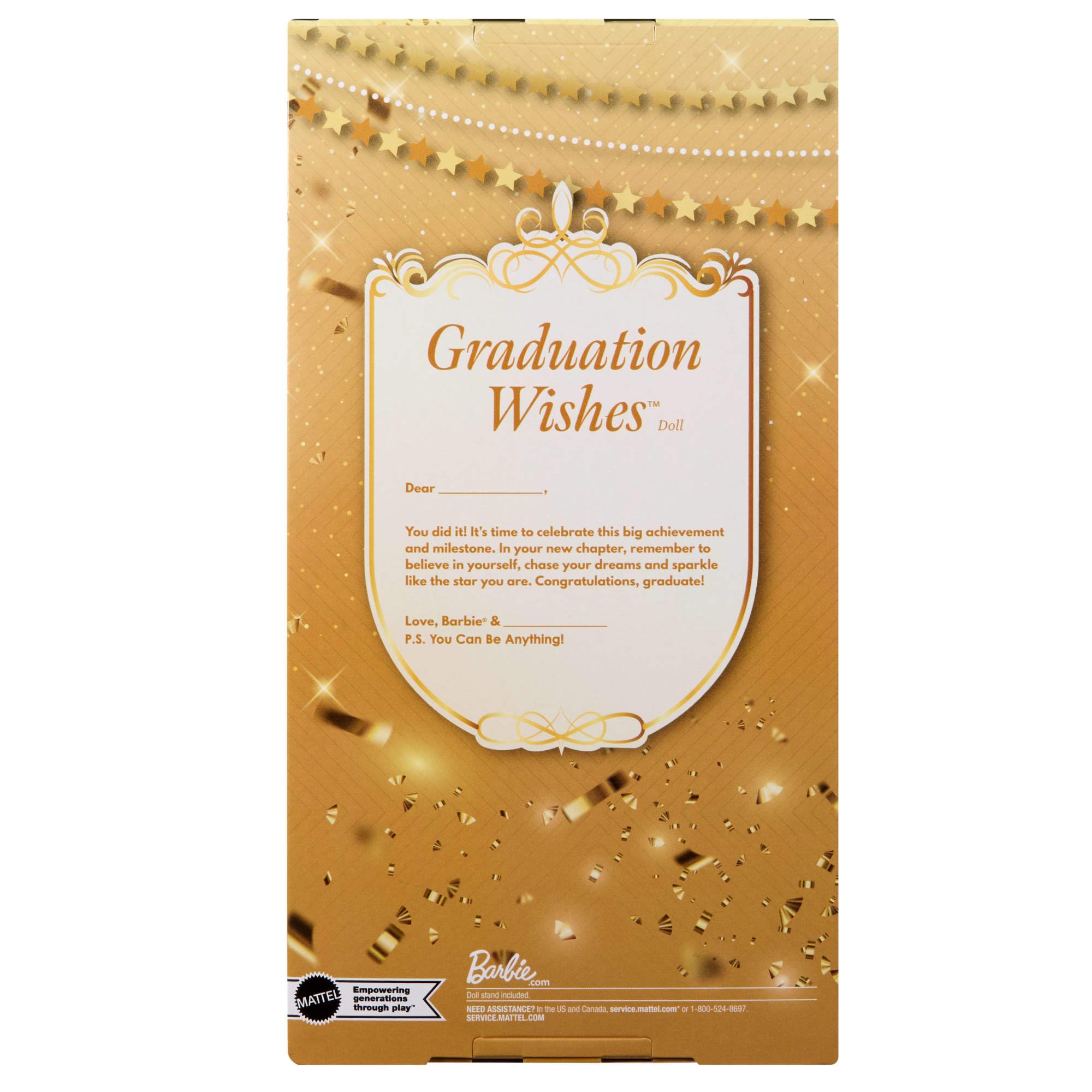 Barbie Signature - Graduation Wishes, bambola da collezione con toga di laurea bordeaux e cappello con nappina dorata, diploma e confezione speciale inclusi, 6+ anni, JJX81