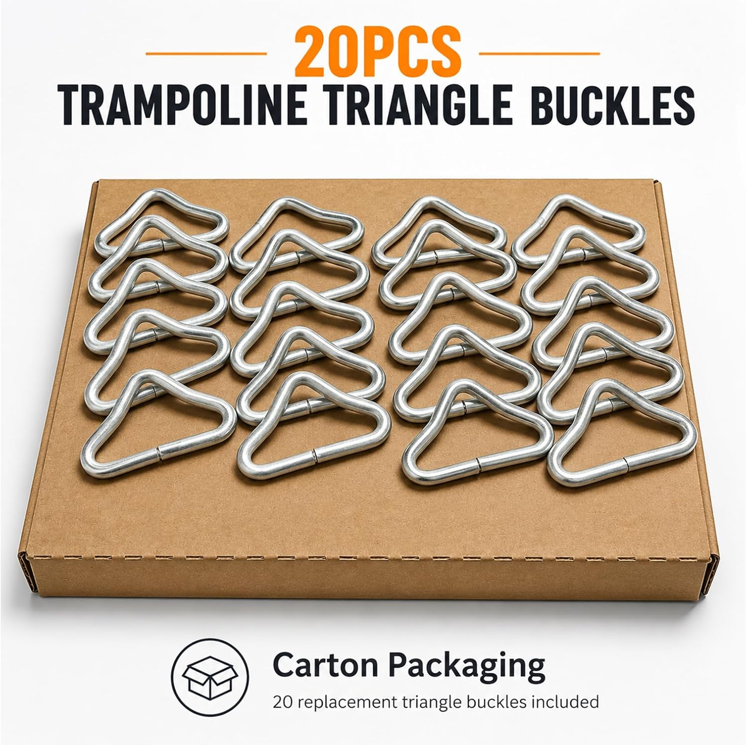 20PCS Trampoline Triangle Buckle Stainless Steel Triangle Ring Buckle V- Rings for Trampoline Replacement Parts Bag Trampoline Mat Craft