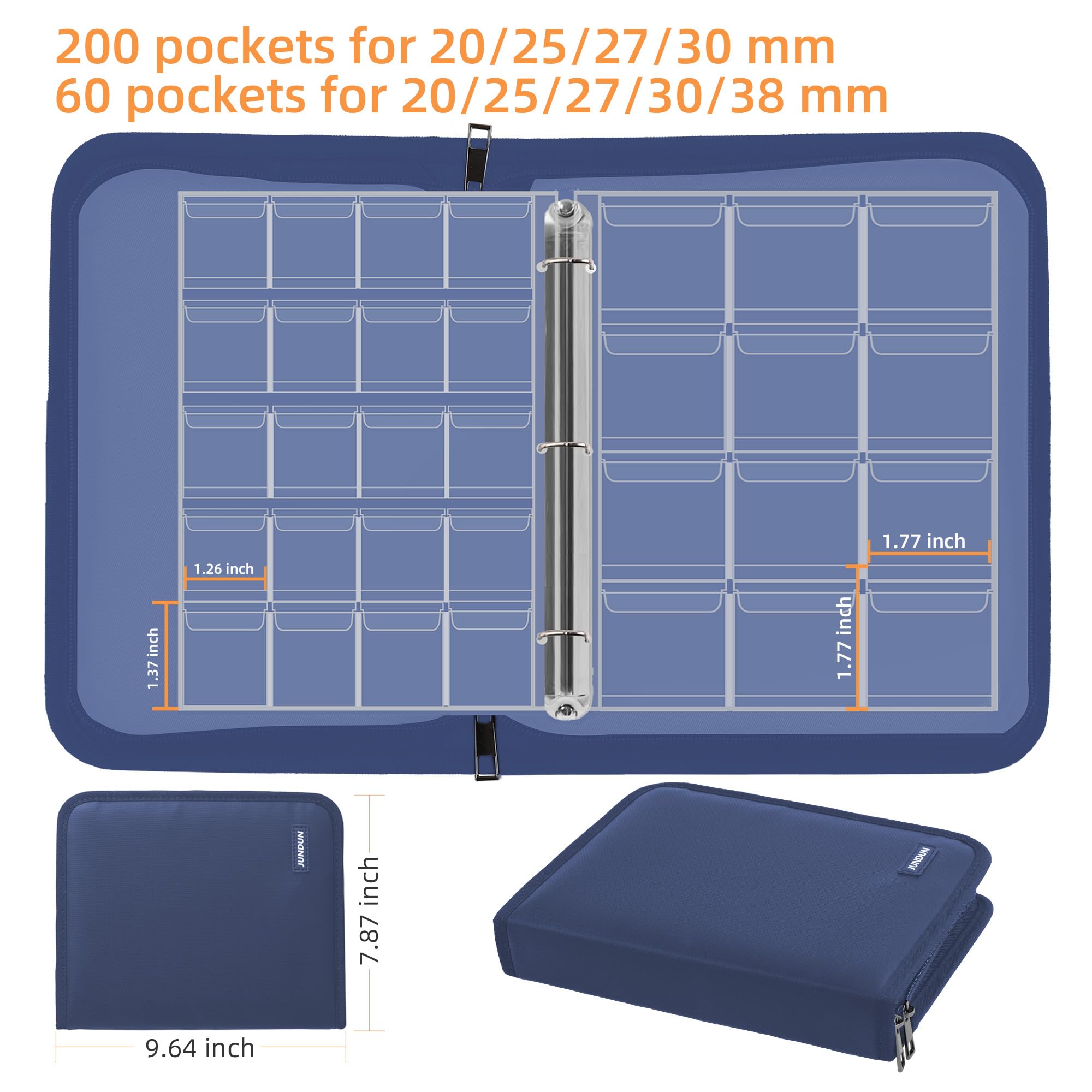 JUNDUN Fireproof Coin Collection Album for Collectors Pennys Collection Book with 260 Pockets - Image 3