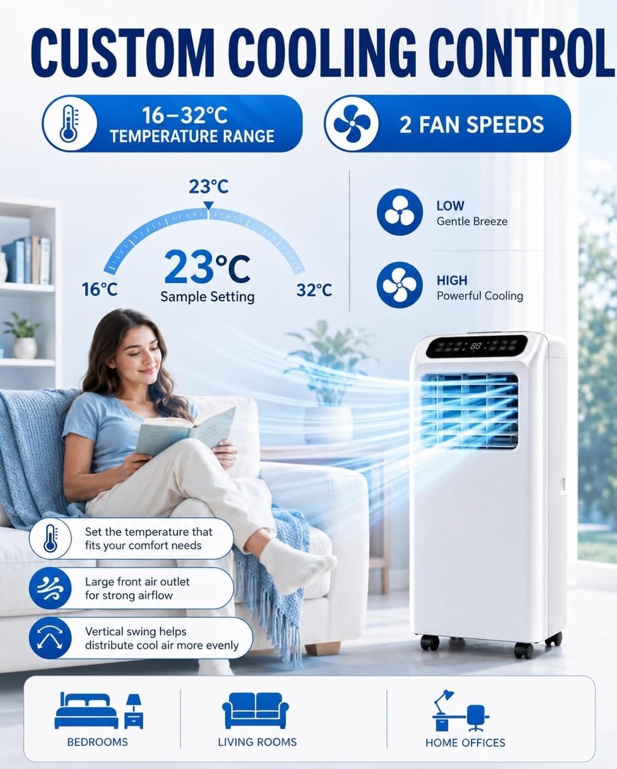 HURUMA Condizionatore d'Aria Portatile con Telecomando 7000/9000 BTU Perfetta per Camper, Camion e Veicoli Commerciali, Questa unità di climatizzazione Portatile Offre, (7000BTU), (7000BTU)