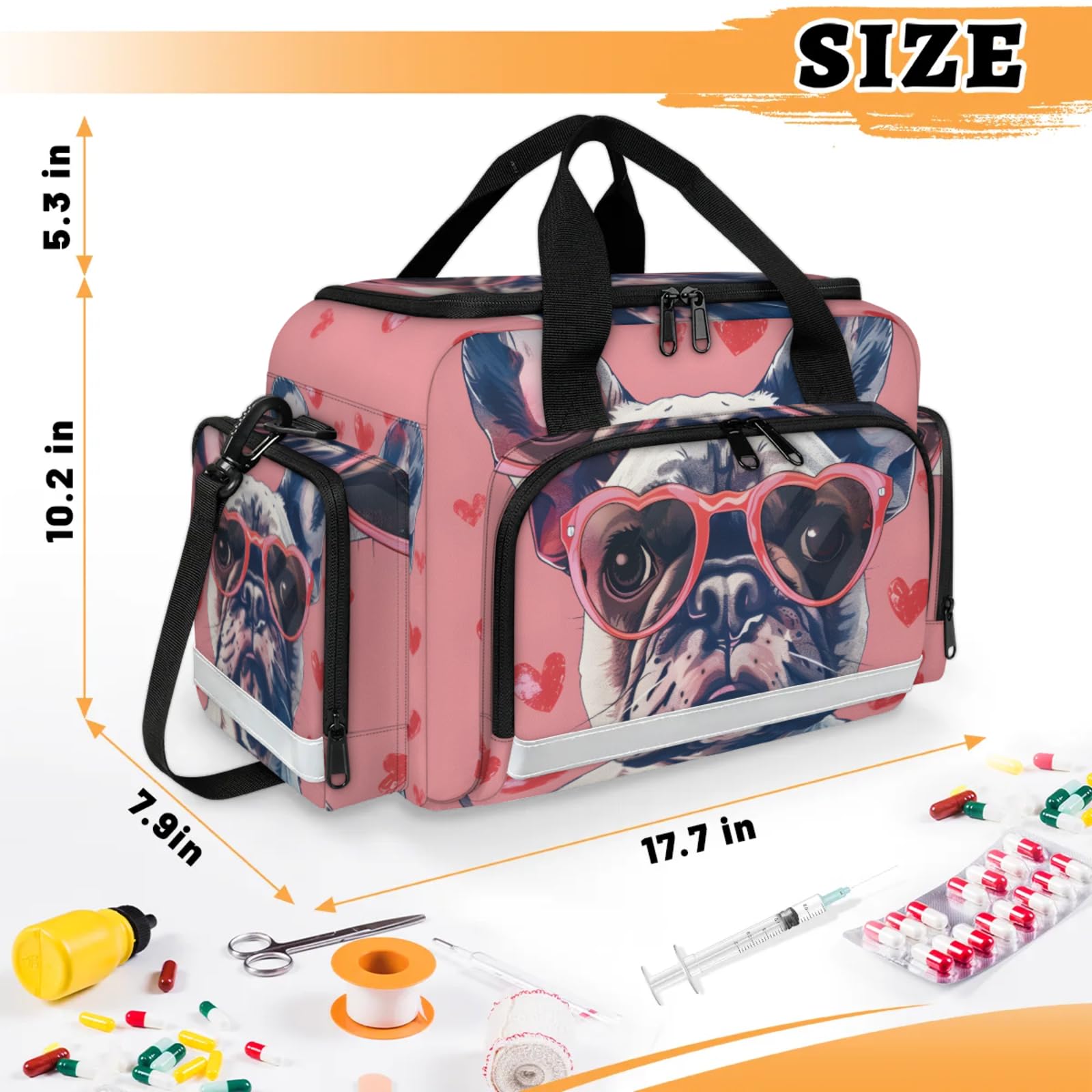 GzLeyigou First Aid Bags Empty, Puppy Dog Emergency Bag First Aid Kit Multiple Compartment Kit Carrier On Call Trauma Bag For Paramedics Emergency Medical Supplies Kit