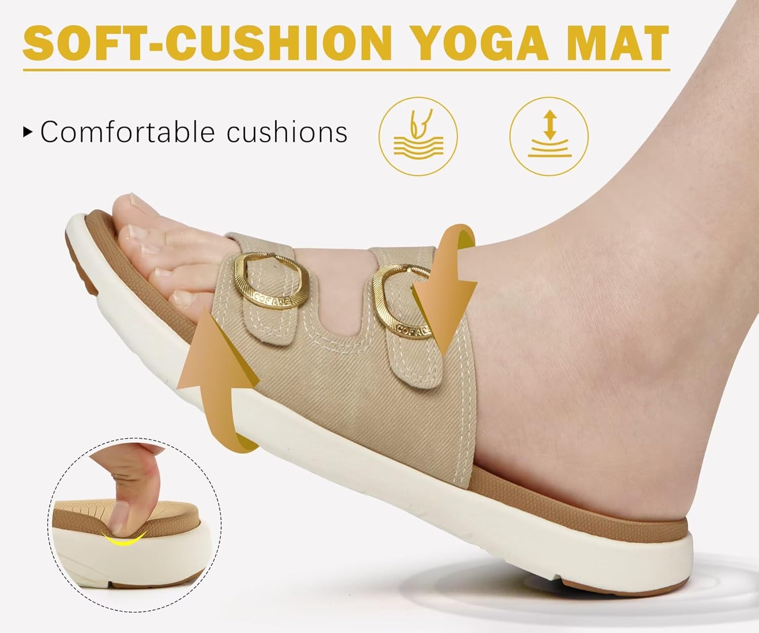 COFACE Womens Orthotic Slides Comfort Plantar Fasciitis Arch Support Slip on Flat Sandals Ladies Soft Cushion Fashion Yoga Mat Slippers With Adjustable Straps - Image 4