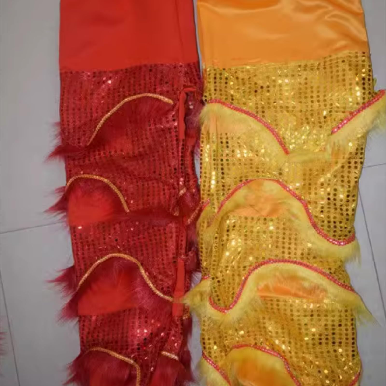 Drago Cinese per Feste Testa di Danza del Leone Arte Popolare Cinese Costume Puntelli for Spettacoli Capodanno Feste Cinesi in Italia(Yellow)
