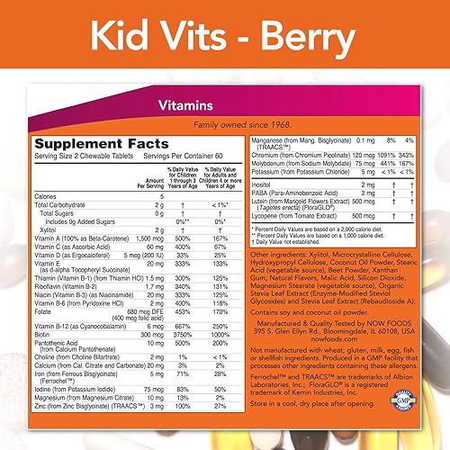 Miniatura 2 de NOW Foods Kid Vits - Pestañas multivitamínicas, Berry Blast, 120 masticables
