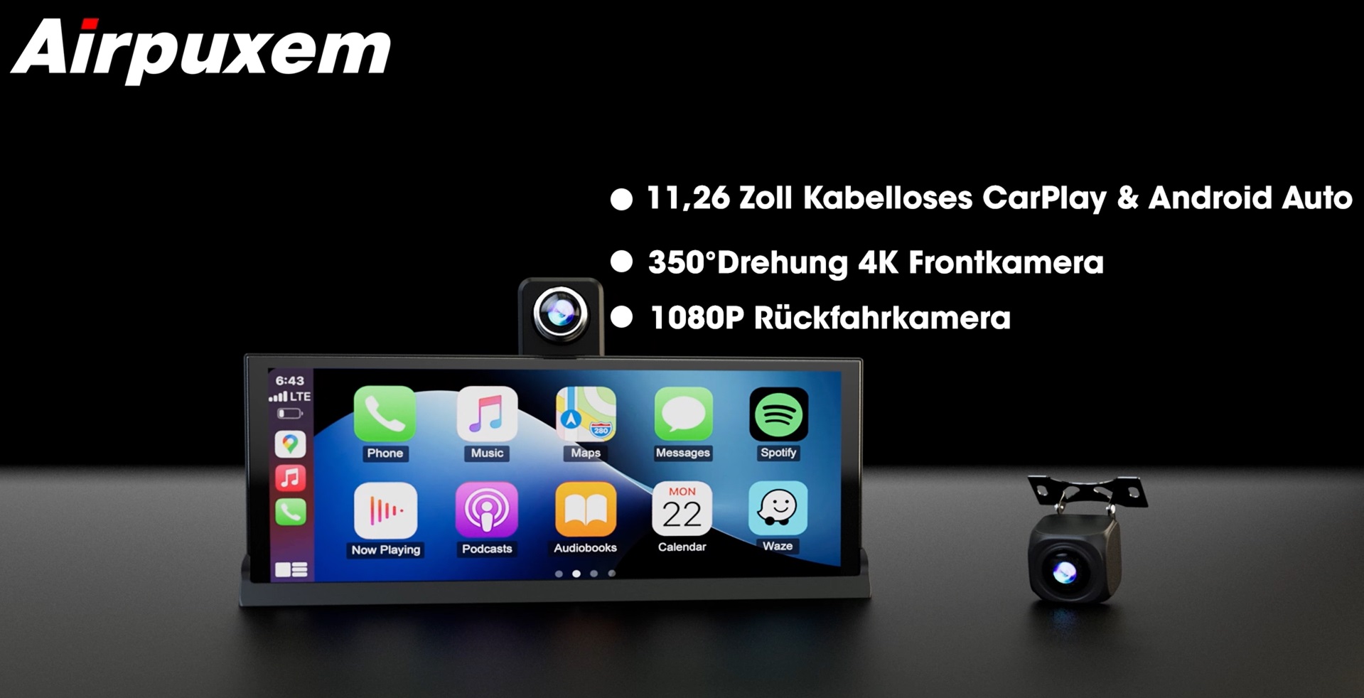 27.9 cm (11.26 inch) HD Touch Car Play Car, 4K Display