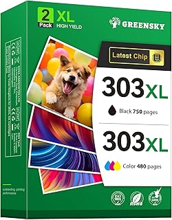 GREENSKY 303 XL Compatible para Tinta HP 303 Color e Negro Cartucho 303XL para HP Envy Photo 6232 6220 7830 6230 7130 7134 6234 6222 6255 6258 6552 7120 7800 7900 Tango X (1Negro,1 Color)