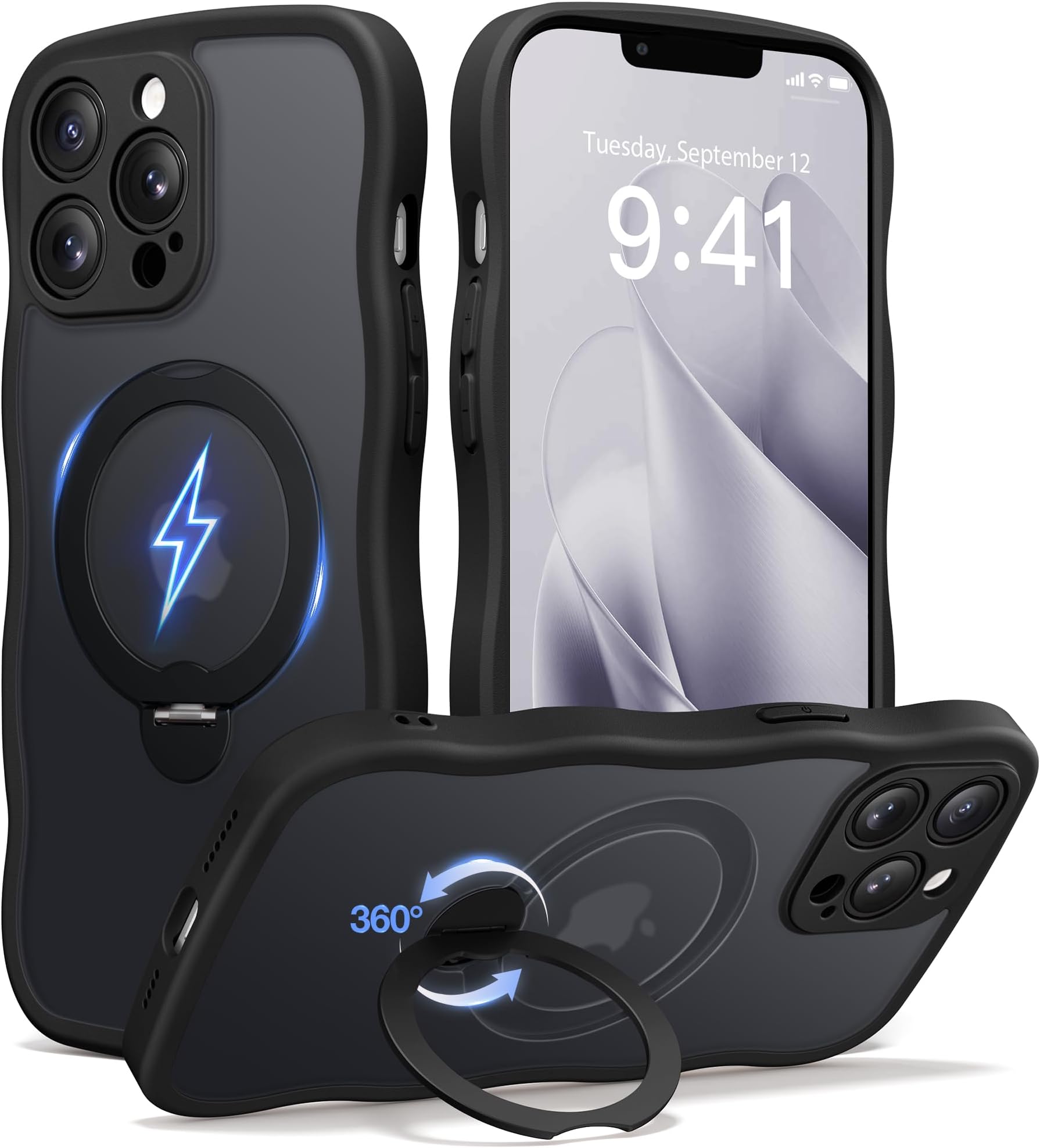 CAPRARO for iPhone 13 Pro Case with Magnetic Stand, Black