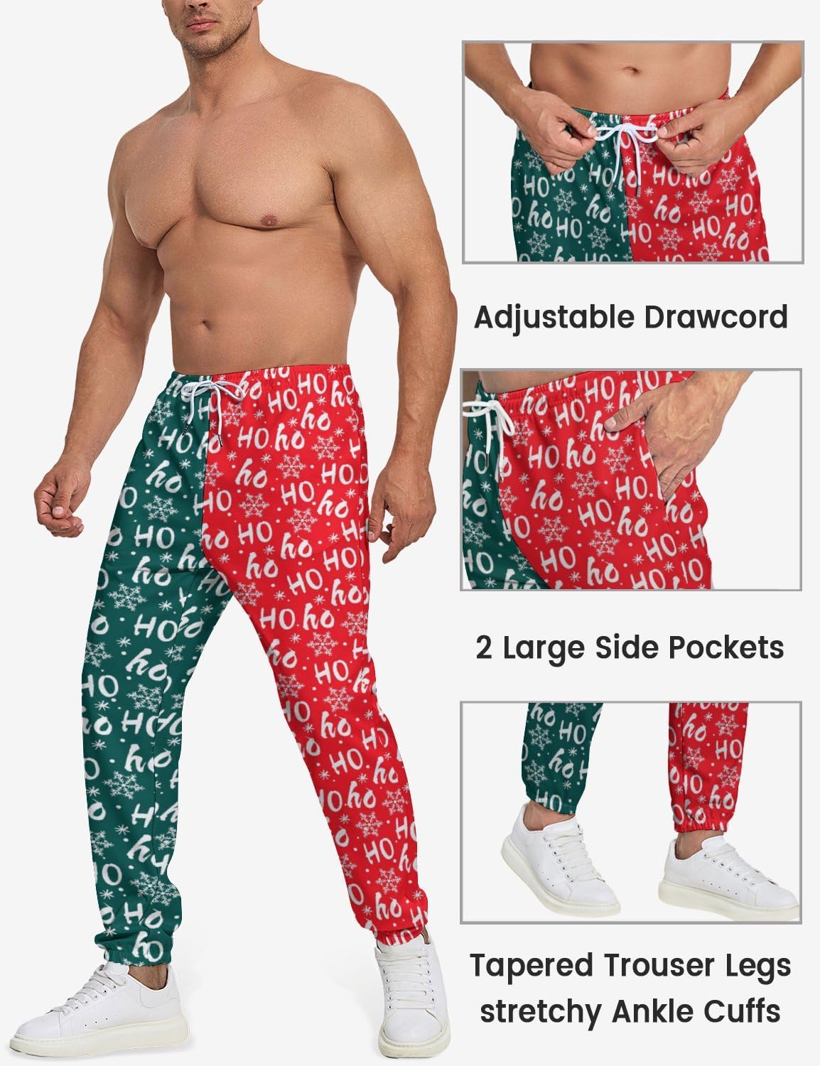 Mens Christmas Sweatpants Lightweight Casual Joggers for Workout Gym Running Jogging