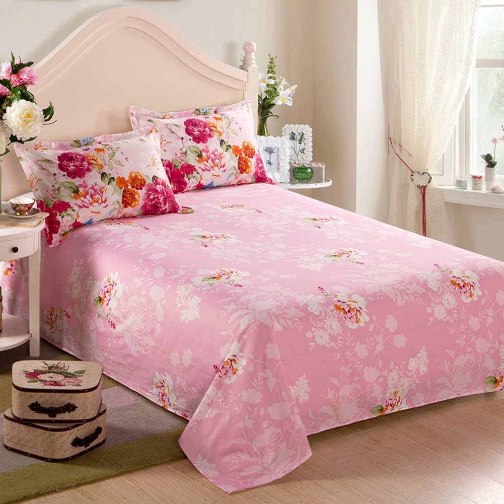 Draps en coton lit simple double 180x230cm grand drap plat pour chambre et dortoir
