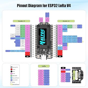 WiFi LoRa 32 V4 ESP32 LoRa Development Board with OLED Display, 27dBm SX1262 Chip, Battery & 915MHz Antenna Protective Case Kit, Compatible with Arduino IDE for IoT, LoRa & Mesh Projects