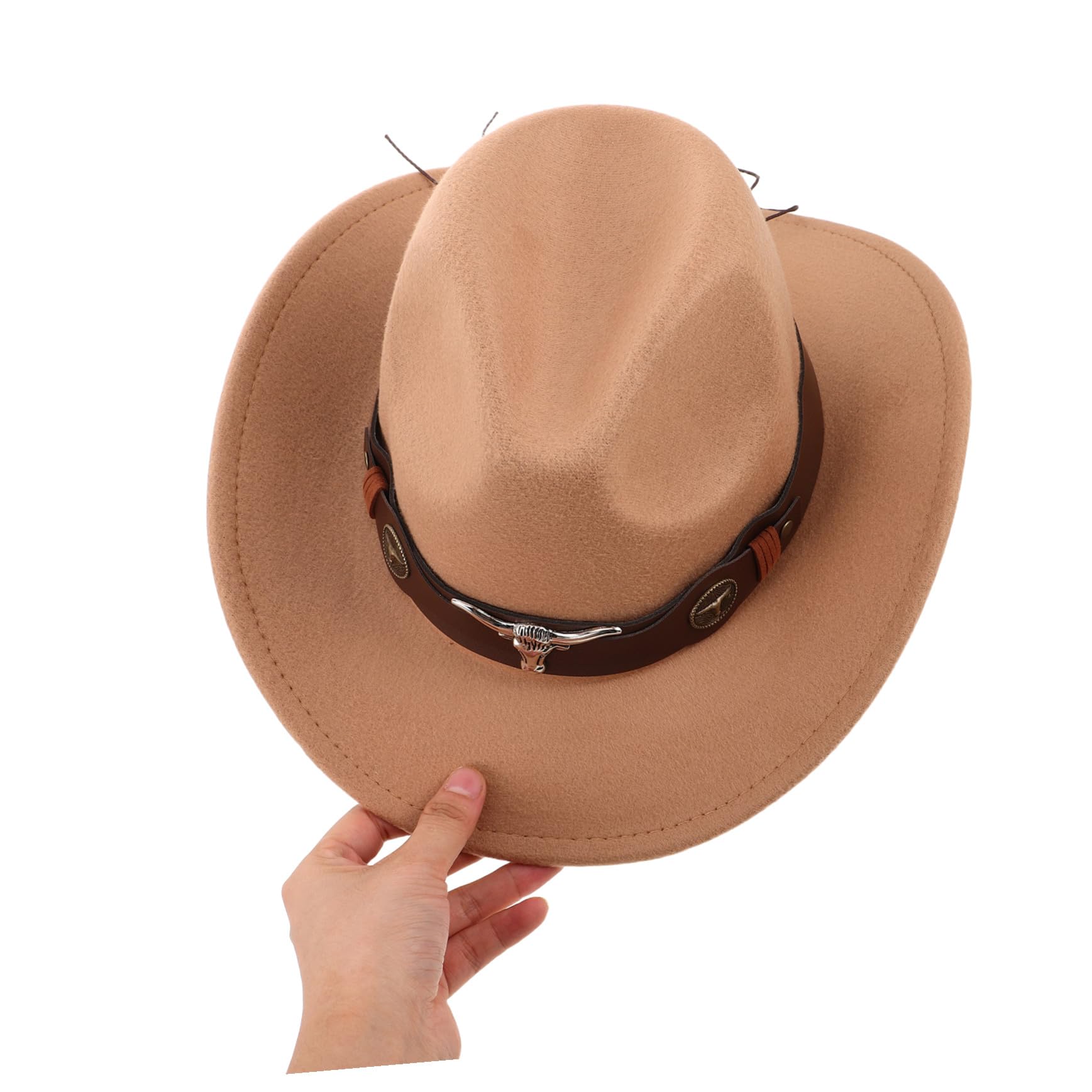 4pezzi Cappello Western Uomo Fibbia Regolabile Cappello Cowboy Unisex per Stagione Calda e Festival Realizzato in Morbido