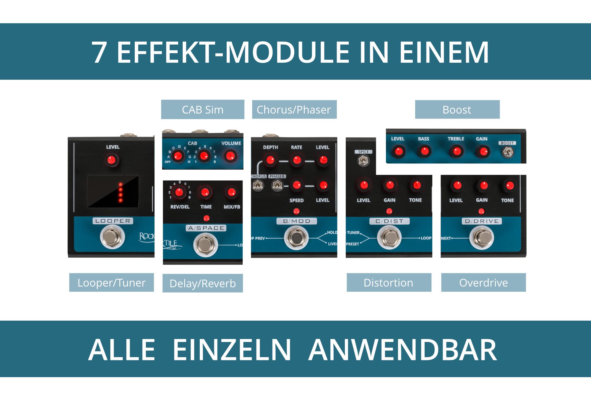 Rocktile MRC-90-LOOP Board multi effetto per chitarra