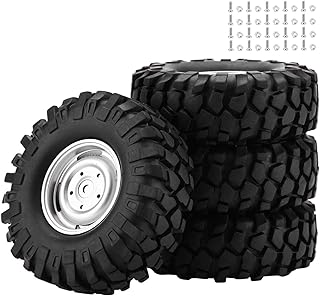 Demeras RC Wheel Tire Rubber Wheel Tyres with Hubs for 1/10 Scale RC Crawler Off Road Truck Car 4Pcs