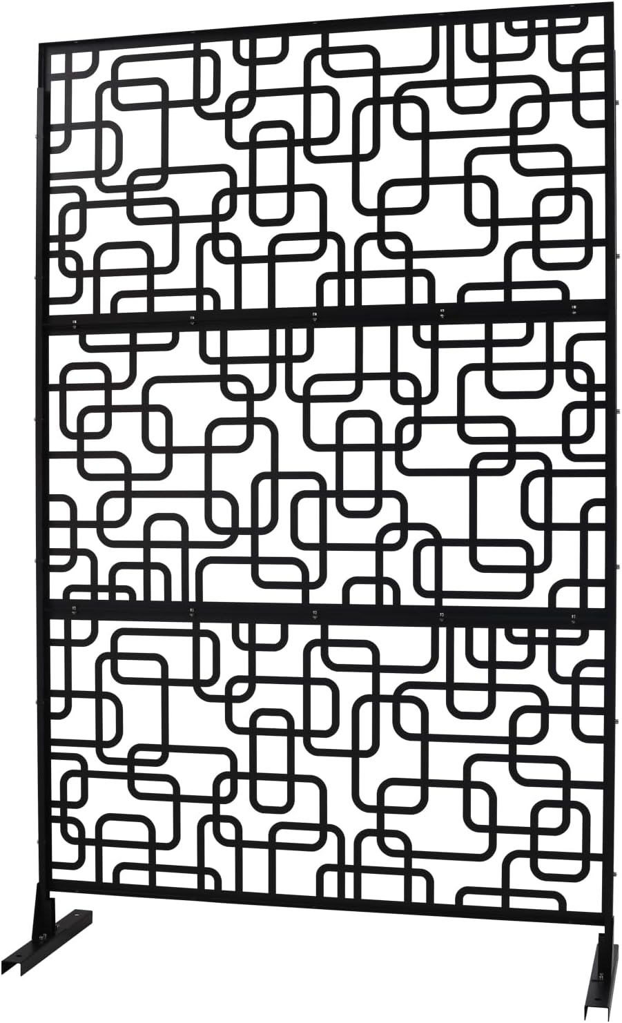 Outdoor & Indoor Privacy Screen Metal Privacy Screen 76" H×48" W, Freestanding Decorative Privacy Screen for Deck Balcony Patio, Privacy Fence Panels for Outside Lawn Garden PS114 Black