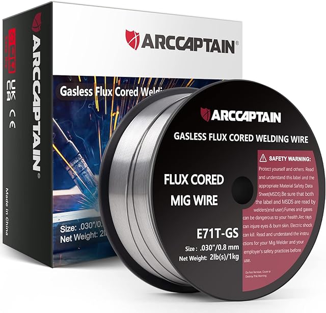 Flux Core Welding Wire, ARCCAPTAIN E71T-GS .030" 2-Pound Spool Gasless Carbon Steel Mig Welding Wire