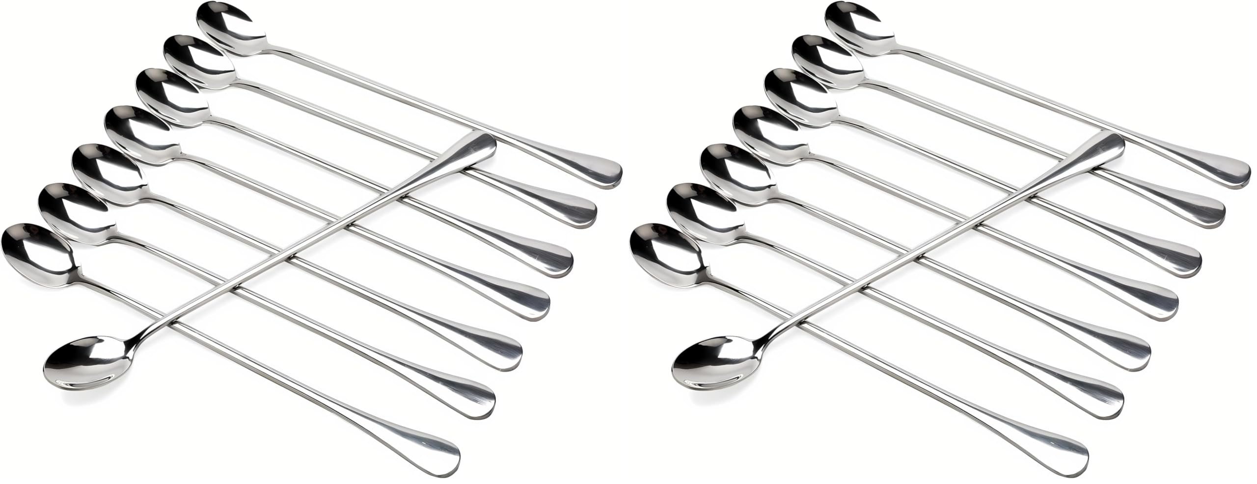 Long Handle Iced Tea Spoons, 9" 18/10 Stainless Steel Cocktail Stirring Spoons with Thickened Ergonomic Handle, Tall Coffee &amp; Latte Stirrers, Dessert Spoon Set, Dishwasher Safe (9 IN) (Pack of 2)