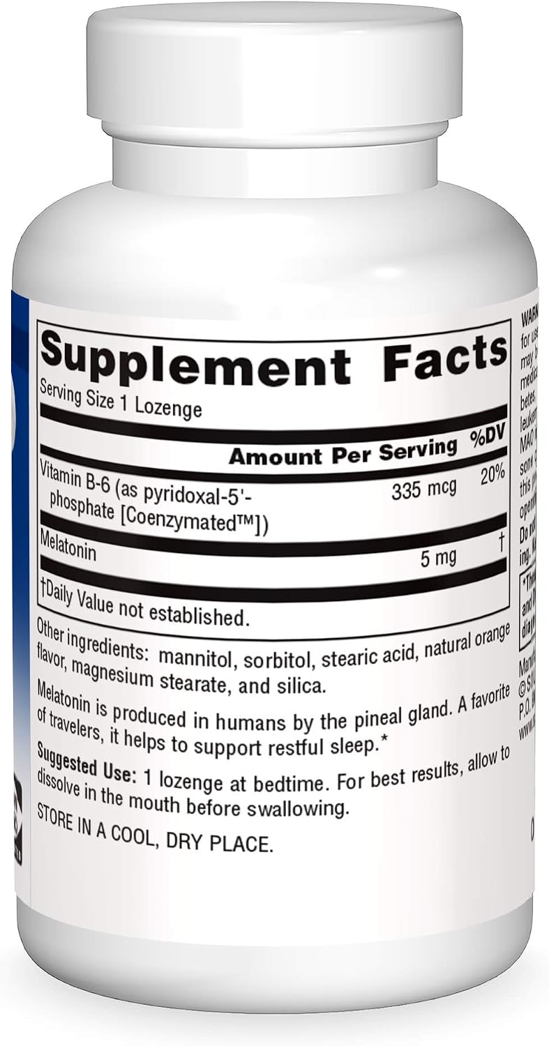 Source Naturals Melatonin 5 mg - 50 Orange Flavored Lozenges